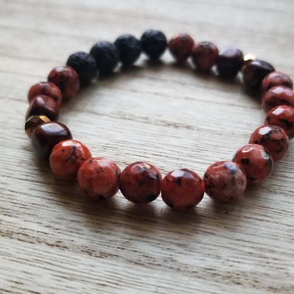 Orange Agate + Lava Diffuser Bracelet - Picture 4 of 4